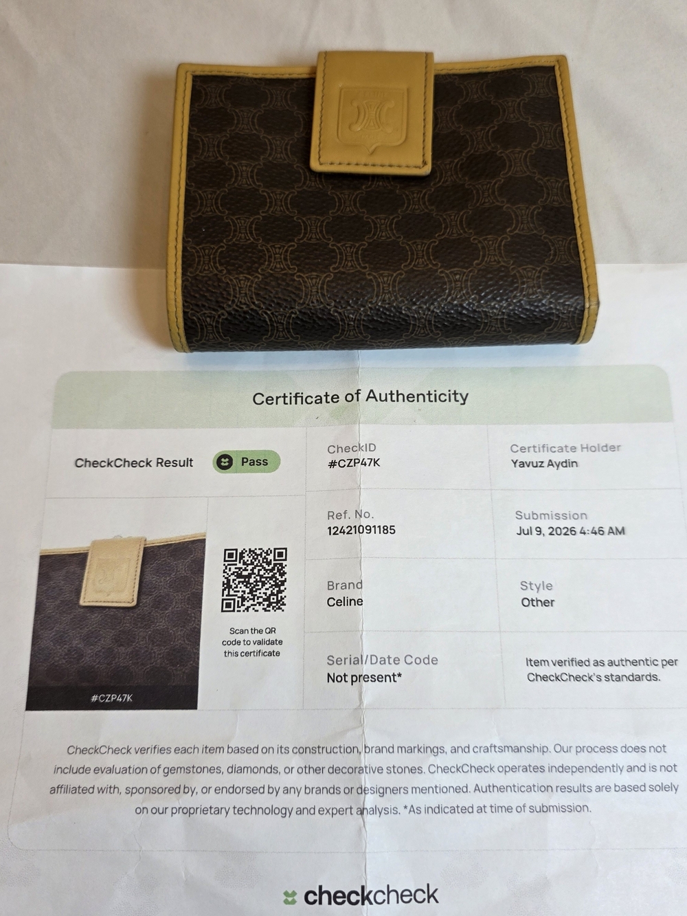 Authentic Vintage CELINE Macadam Monogram Bifold Wallet Kiss Lock Coin Purse